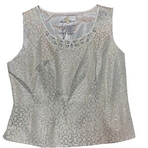 Anna Rossi White Embellished Silver Jacquard Top Women14 Classy Wedding Grad NWT